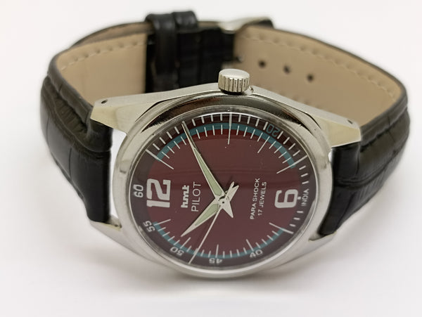 Hmt Pilot Mechanical Handwinding Movement stainless Steel Para Shock 17 Jewels Analog Dial Wrist Watch For Men