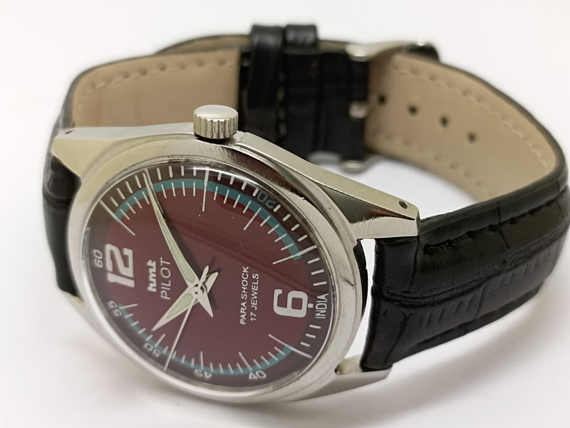 Hmt Pilot Mechanical Handwinding Movement stainless Steel Para Shock 17 Jewels Analog Dial Wrist Watch For Men