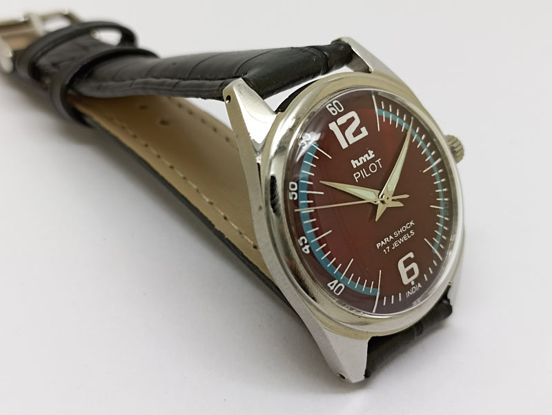 Hmt Pilot Mechanical Handwinding Movement stainless Steel Para Shock 17 Jewels Analog Dial Wrist Watch For Men