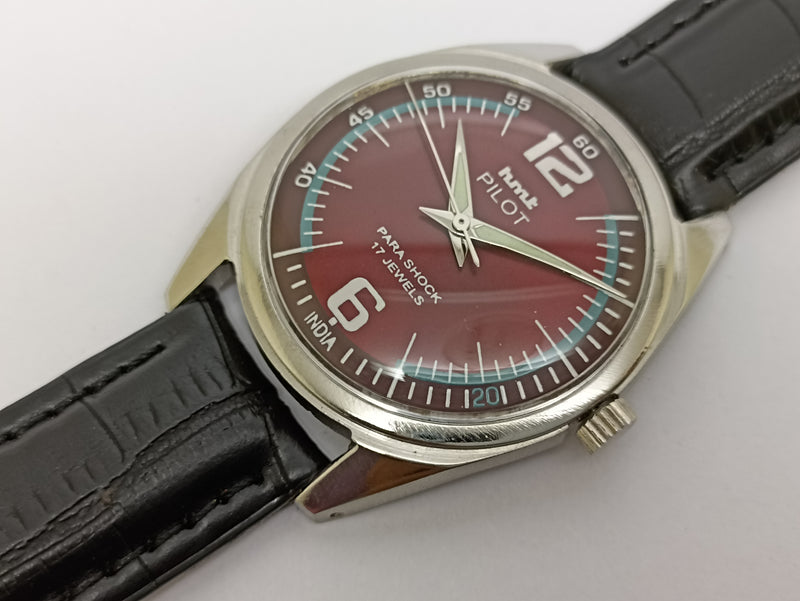 Hmt Pilot Mechanical Handwinding Movement stainless Steel Para Shock 17 Jewels Analog Dial Wrist Watch For Men
