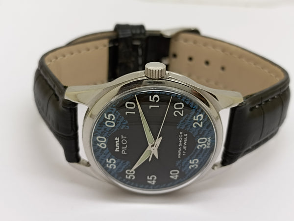 Hmt Pilot Mechanical Handwinding Movement stainless Steel Para Shock 17 Jewels Analog Dial Wrist Watch For Men