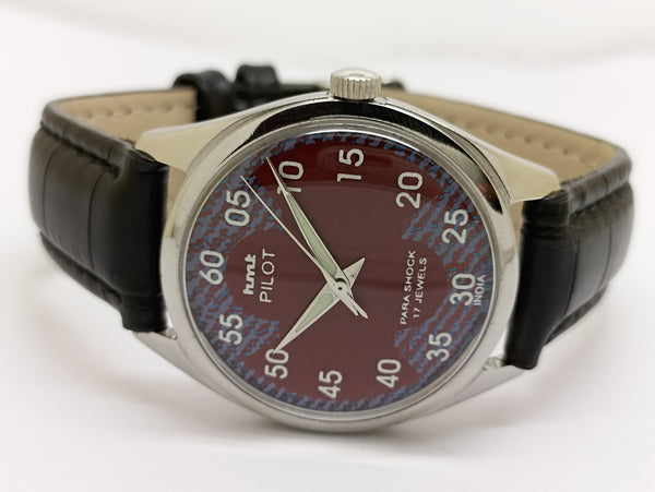 Hmt Pilot Mechanical Handwinding Movement stainless Steel Para Shock 17 Jewels Analog Dial Wrist Watch For Men