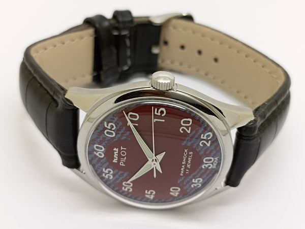Hmt Pilot Mechanical Handwinding Movement stainless Steel Para Shock 17 Jewels Analog Dial Wrist Watch For Men