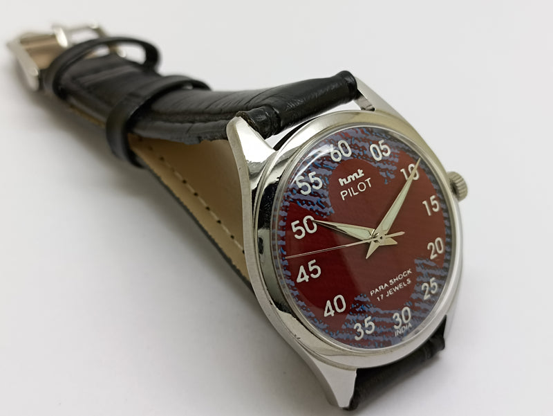 Hmt Pilot Mechanical Handwinding Movement stainless Steel Para Shock 17 Jewels Analog Dial Wrist Watch For Men