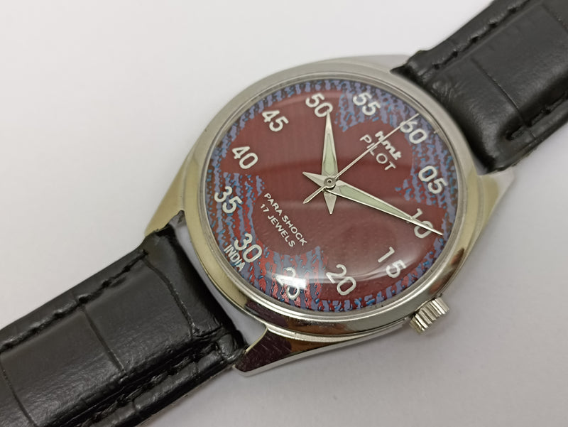 Hmt Pilot Mechanical Handwinding Movement stainless Steel Para Shock 17 Jewels Analog Dial Wrist Watch For Men