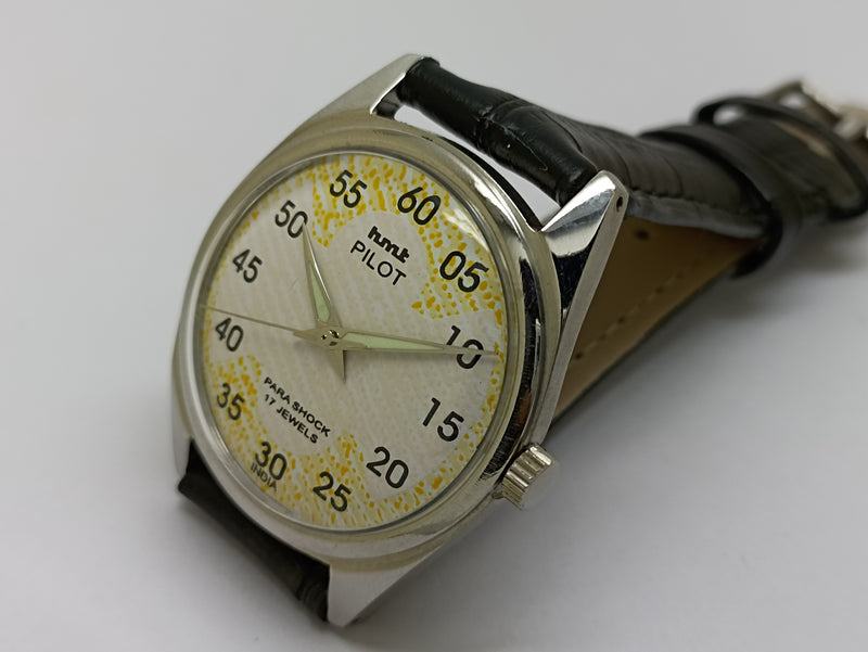 Hmt Pilot Mechanical Handwinding Movement stainless Steel Para Shock 17 Jewels Analog Dial Wrist Watch For Men