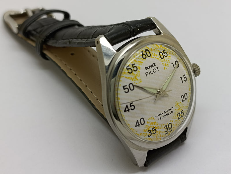 Hmt Pilot Mechanical Handwinding Movement stainless Steel Para Shock 17 Jewels Analog Dial Wrist Watch For Men