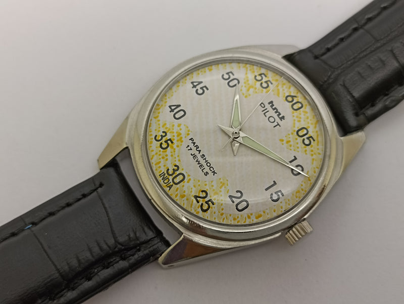 Hmt Pilot Mechanical Handwinding Movement stainless Steel Para Shock 17 Jewels Analog Dial Wrist Watch For Men