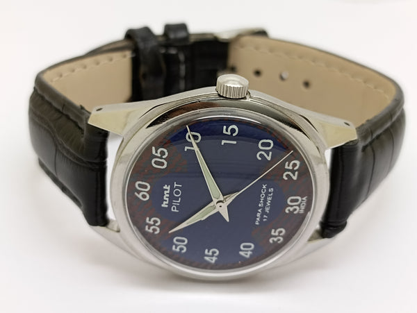 Hmt Pilot Mechanical Handwinding Movement stainless Steel Para Shock 17 Jewels Analog Dial Wrist Watch For Men