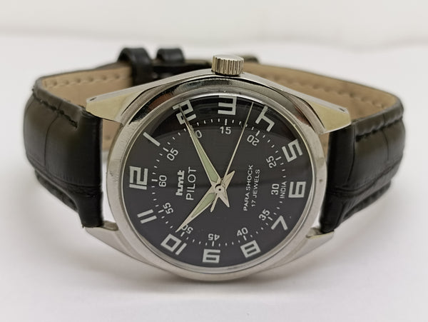 Hmt Pilot Mechanical Handwinding Movement stainless Steel Para Shock 17 Jewels Analog Dial Wrist Watch For Men