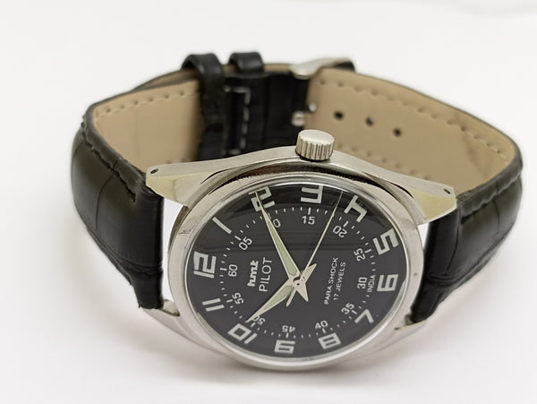 Hmt Pilot Mechanical Handwinding Movement stainless Steel Para Shock 17 Jewels Analog Dial Wrist Watch For Men