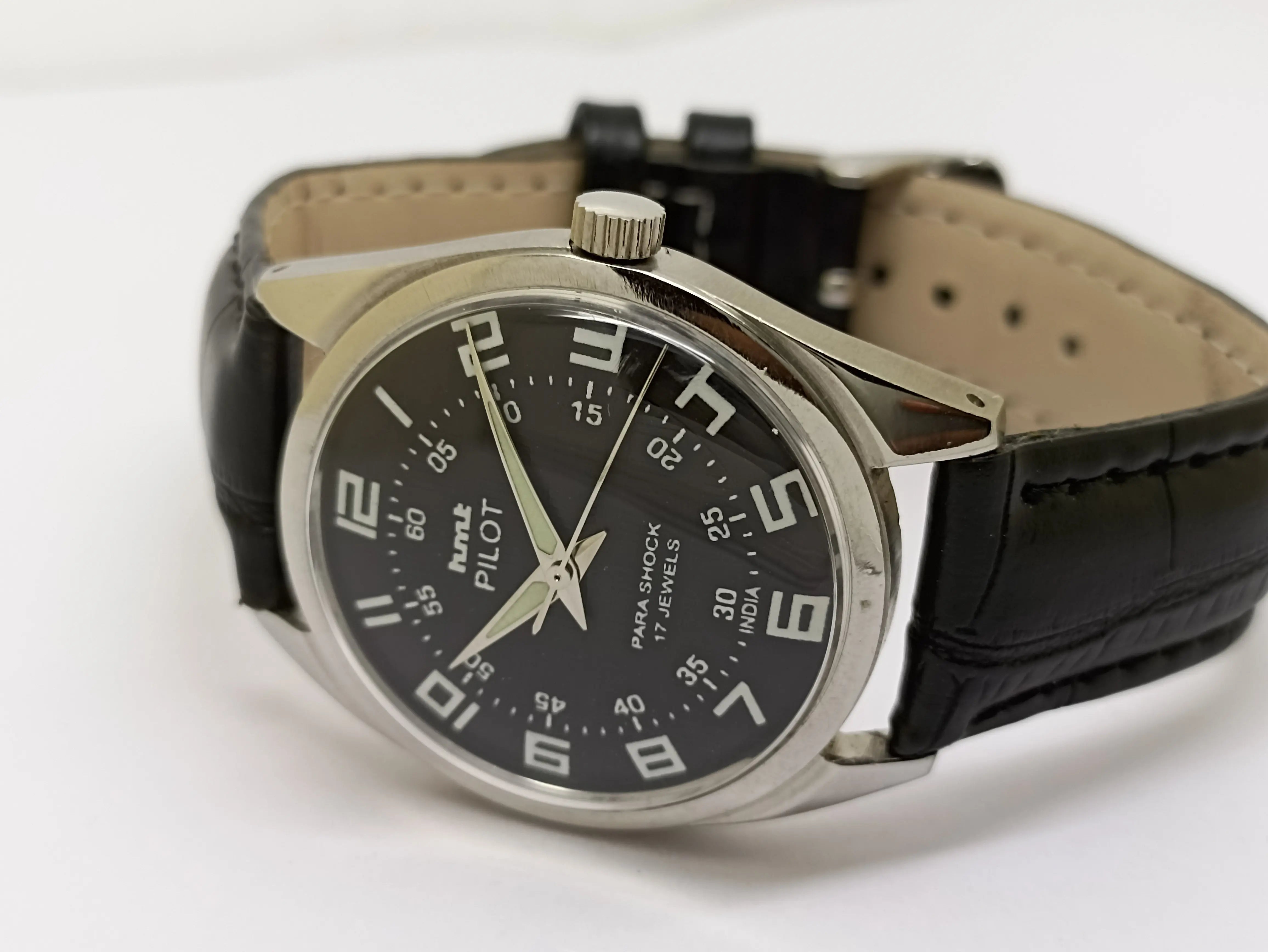 Hmt Pilot Mechanical Handwinding Movement stainless Steel Para Shock 17 Jewels Analog Dial Wrist Watch For Men National Watches