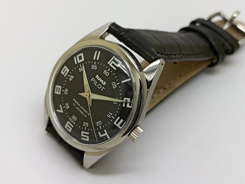 Hmt Pilot Mechanical Handwinding Movement stainless Steel Para Shock 17 Jewels Analog Dial Wrist Watch For Men
