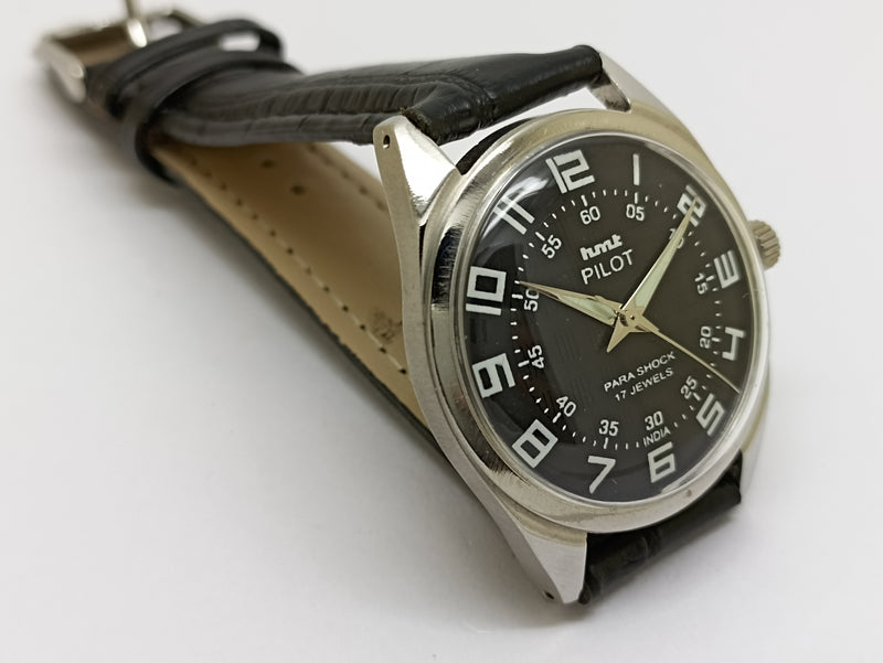 Hmt Pilot Mechanical Handwinding Movement stainless Steel Para Shock 17 Jewels Analog Dial Wrist Watch For Men