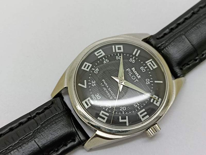 Hmt Pilot Mechanical Handwinding Movement stainless Steel Para Shock 17 Jewels Analog Dial Wrist Watch For Men