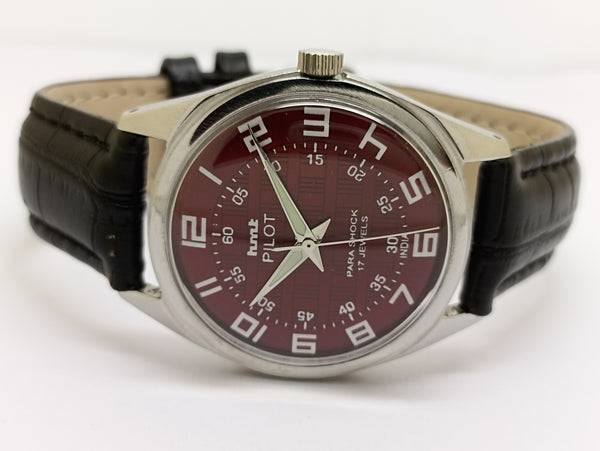 Hmt Pilot Mechanical Handwinding Movement stainless Steel Para Shock 17 Jewels Analog Dial Wrist Watch For Men