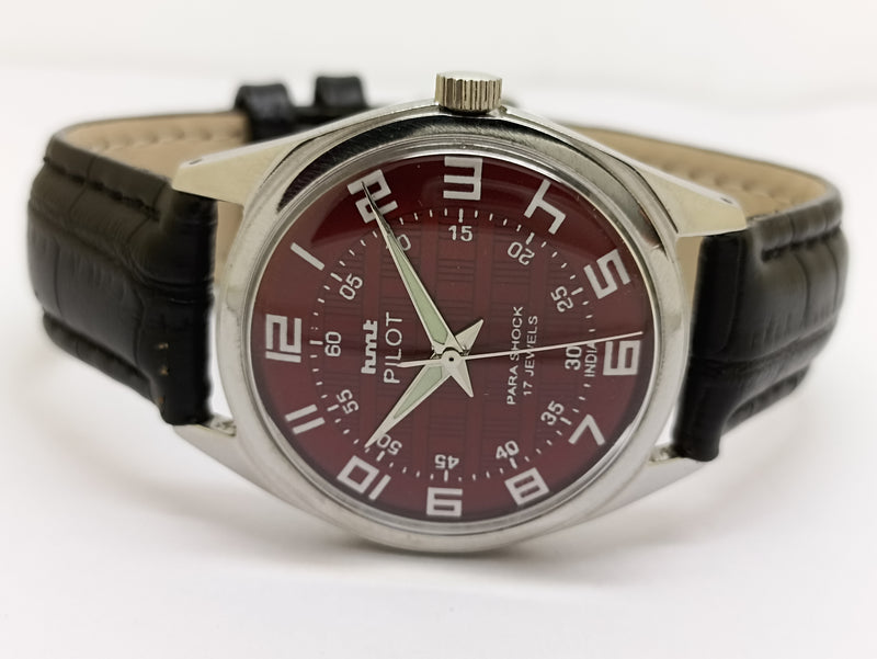 Hmt Pilot Mechanical Handwinding Movement stainless Steel Para Shock 17 Jewels Analog Dial Wrist Watch For Men