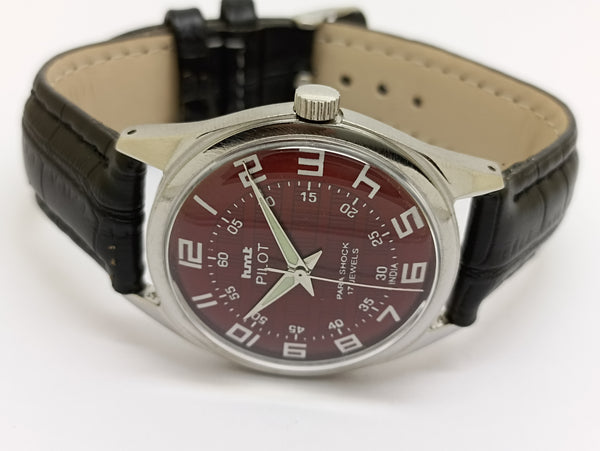 Hmt Pilot Mechanical Handwinding Movement stainless Steel Para Shock 17 Jewels Analog Dial Wrist Watch For Men