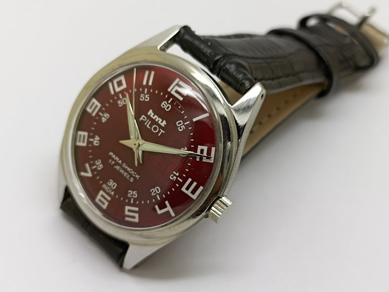 Hmt Pilot Mechanical Handwinding Movement stainless Steel Para Shock 17 Jewels Analog Dial Wrist Watch For Men