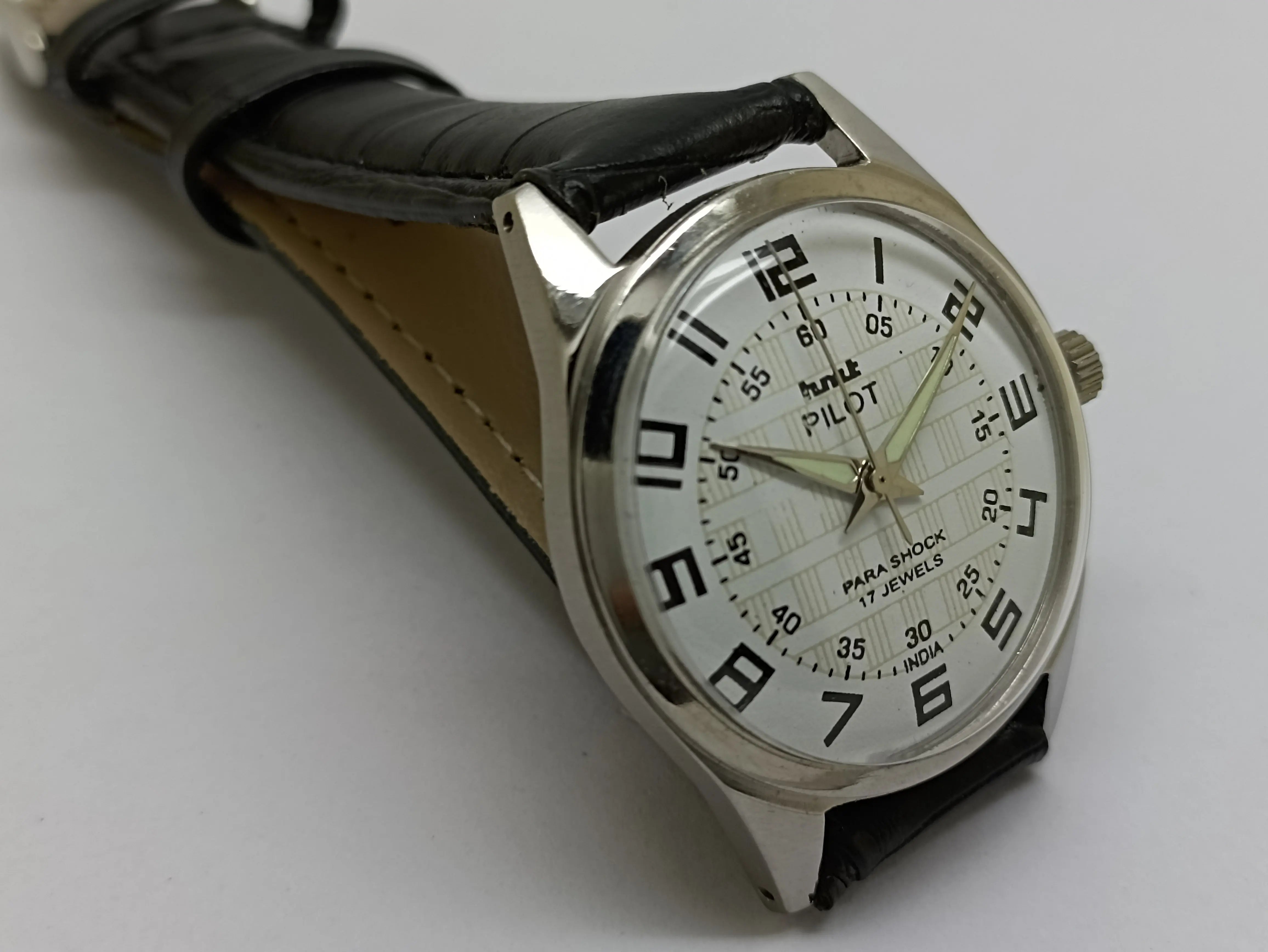 Hmt Pilot Mechanical Handwinding Movement stainless Steel Para Shock 17 Jewels Analog Dial Wrist Watch For Men National Watches