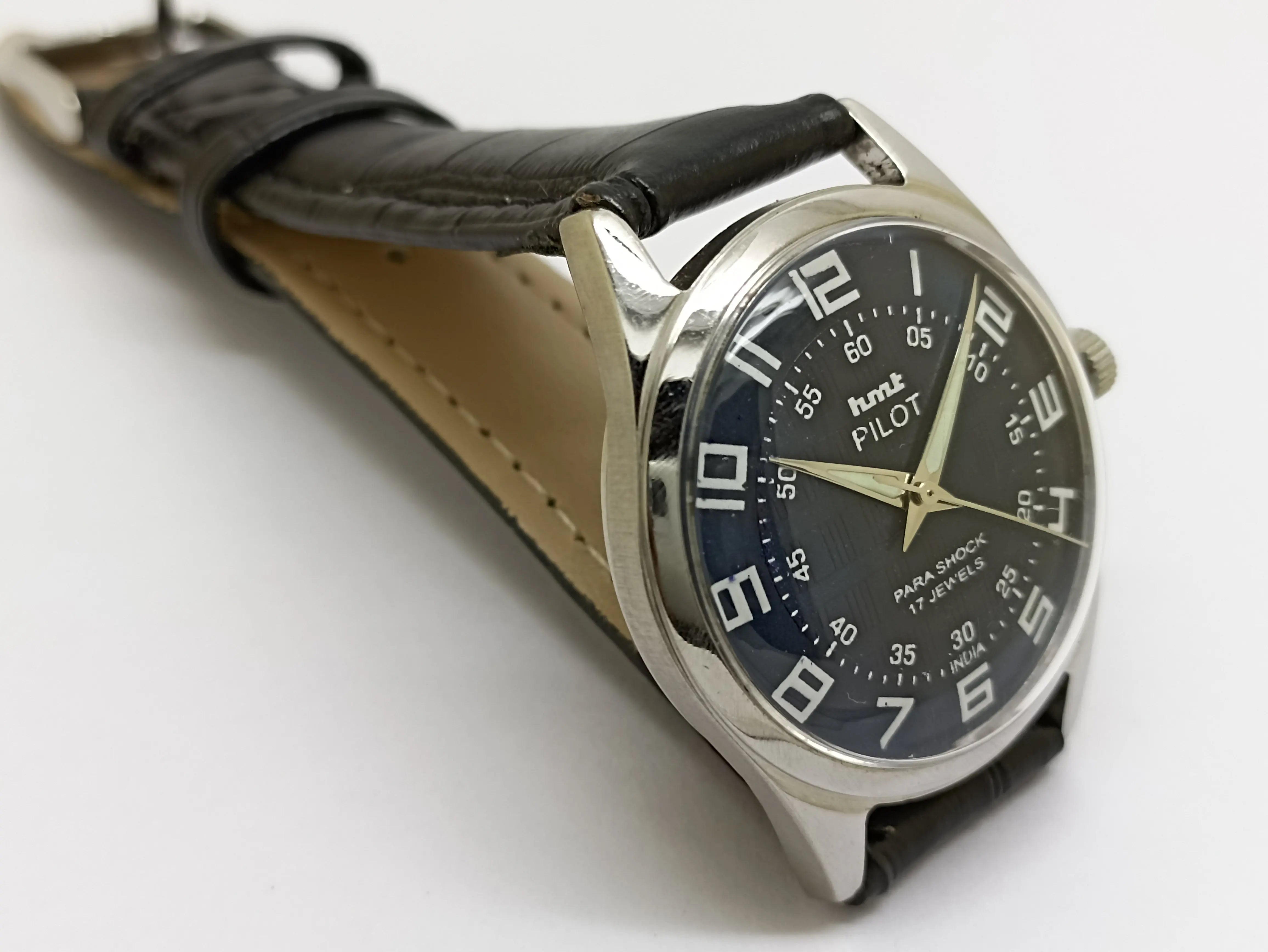 Hmt Pilot Mechanical Handwinding Movement stainless Steel Para Shock 17 Jewels Analog Dial Wrist Watch For Men National Watches