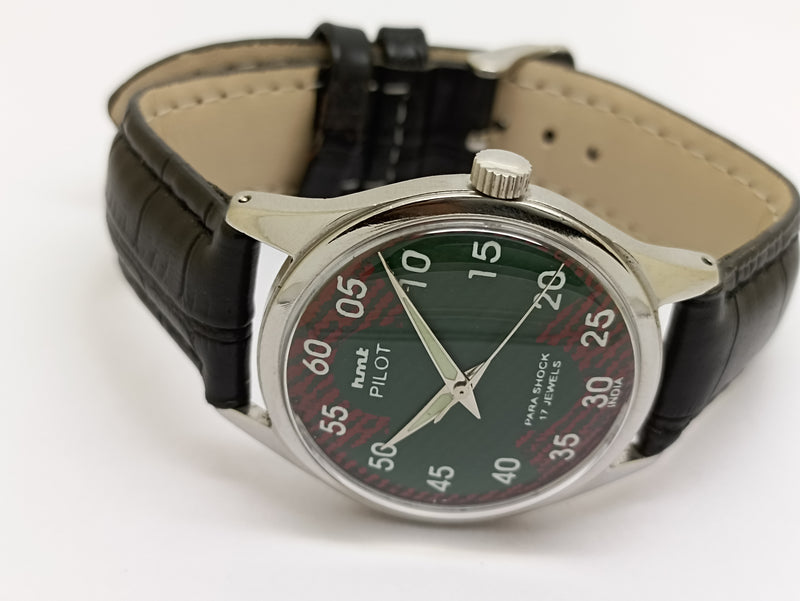 Hmt Pilot Mechanical Handwinding Movement stainless Steel Para Shock 17 Jewels Analog Dial Wrist Watch For Men