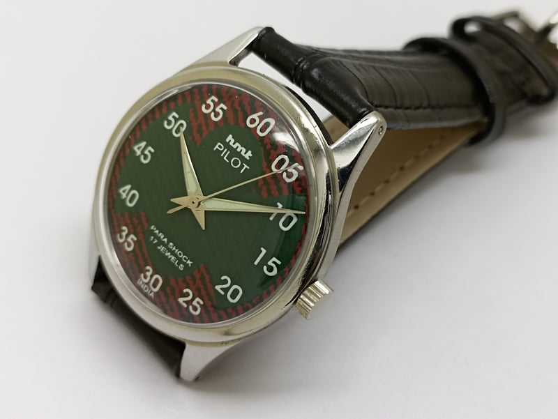 Hmt Pilot Mechanical Handwinding Movement stainless Steel Para Shock 17 Jewels Analog Dial Wrist Watch For Men