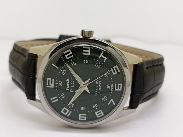 Hmt Pilot Mechanical Handwinding Movement stainless Steel Para Shock 17 Jewels Analog Dial Wrist Watch For Men