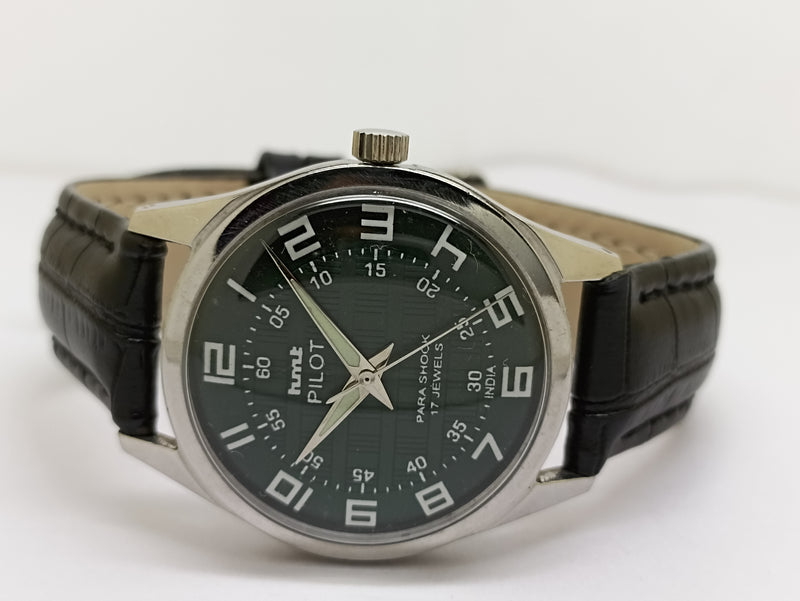 Hmt Pilot Mechanical Handwinding Movement stainless Steel Para Shock 17 Jewels Analog Dial Wrist Watch For Men