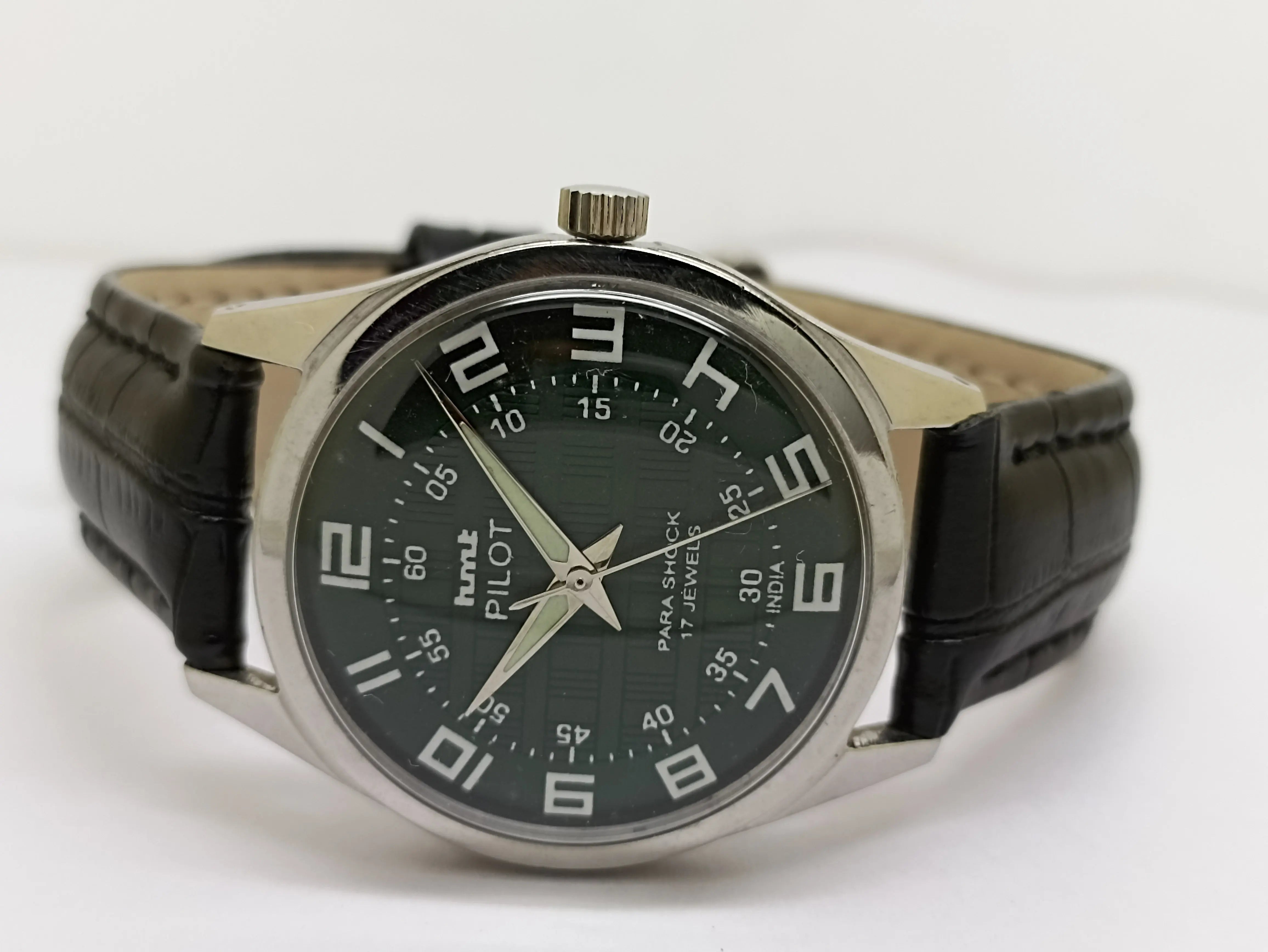 Hmt Pilot Mechanical Handwinding Movement stainless Steel Para Shock 17 Jewels Analog Dial Wrist Watch For Men National Watches