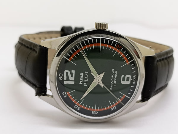 Hmt Pilot Mechanical Handwinding Movement stainless Steel Para Shock 17 Jewels Analog Dial Wrist Watch For Men