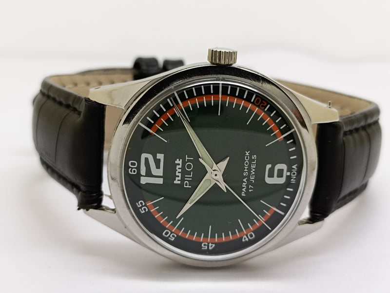 Hmt Pilot Mechanical Handwinding Movement stainless Steel Para Shock 17 Jewels Analog Dial Wrist Watch For Men