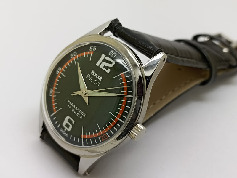Hmt Pilot Mechanical Handwinding Movement stainless Steel Para Shock 17 Jewels Analog Dial Wrist Watch For Men