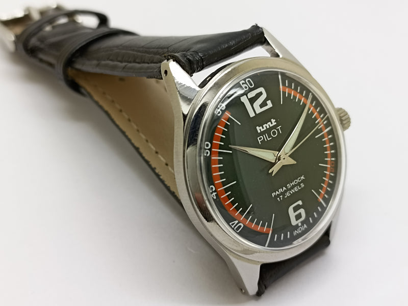 Hmt Pilot Mechanical Handwinding Movement stainless Steel Para Shock 17 Jewels Analog Dial Wrist Watch For Men