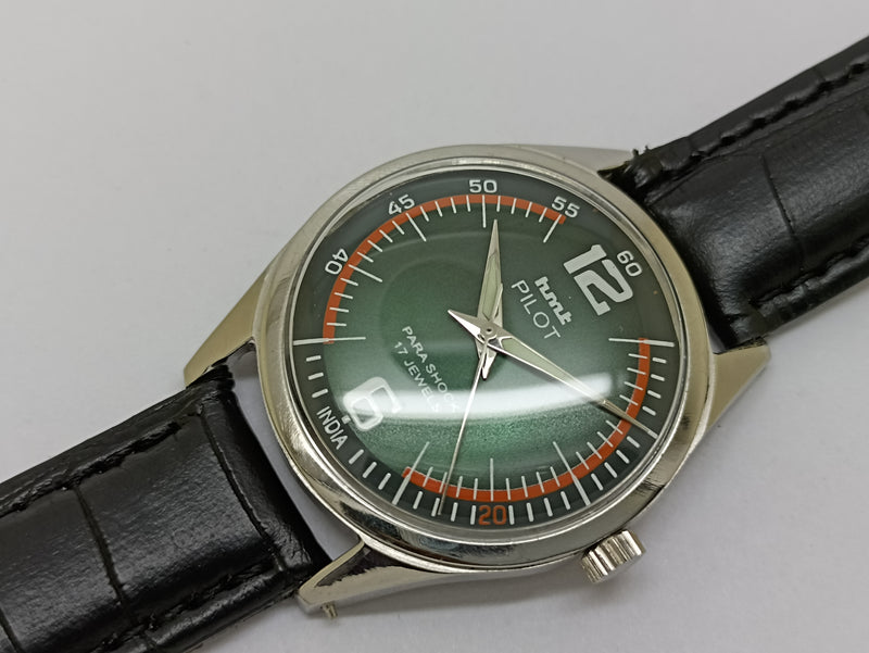 Hmt Pilot Mechanical Handwinding Movement stainless Steel Para Shock 17 Jewels Analog Dial Wrist Watch For Men