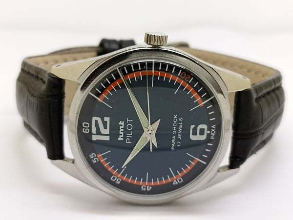 Hmt Pilot Mechanical Handwinding Movement stainless Steel Para Shock 17 Jewels Analog Dial Wrist Watch For Men