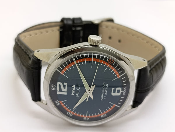 Hmt Pilot Mechanical Handwinding Movement stainless Steel Para Shock 17 Jewels Analog Dial Wrist Watch For Men