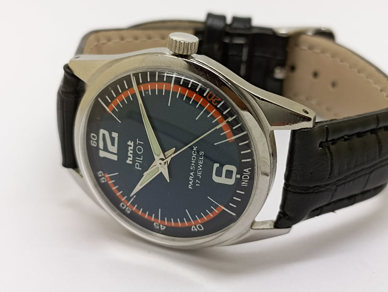 Hmt Pilot Mechanical Handwinding Movement stainless Steel Para Shock 17 Jewels Analog Dial Wrist Watch For Men