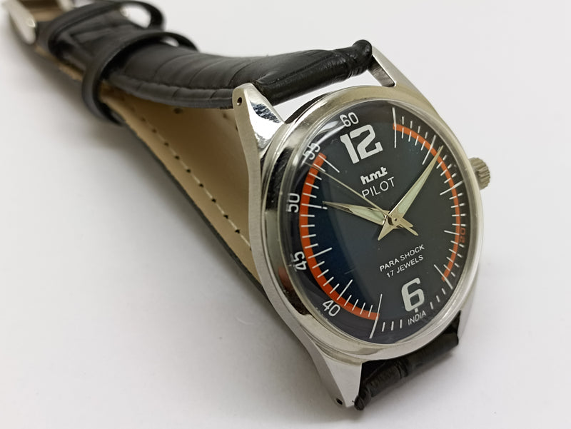 Hmt Pilot Mechanical Handwinding Movement stainless Steel Para Shock 17 Jewels Analog Dial Wrist Watch For Men