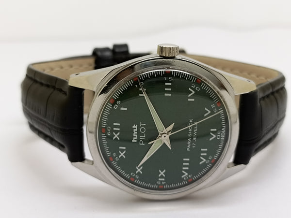 Hmt Pilot Mechanical Handwinding Movement stainless Steel Para Shock 17 Jewels Analog Dial Wrist Watch For Men