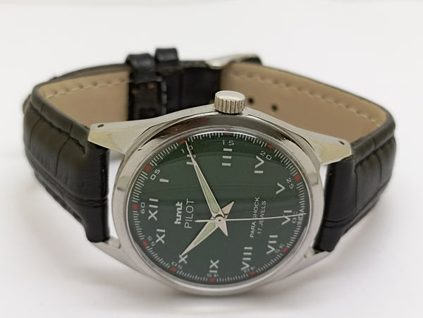 Hmt Pilot Mechanical Handwinding Movement stainless Steel Para Shock 17 Jewels Analog Dial Wrist Watch For Men