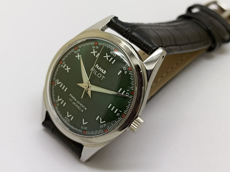Hmt Pilot Mechanical Handwinding Movement stainless Steel Para Shock 17 Jewels Analog Dial Wrist Watch For Men