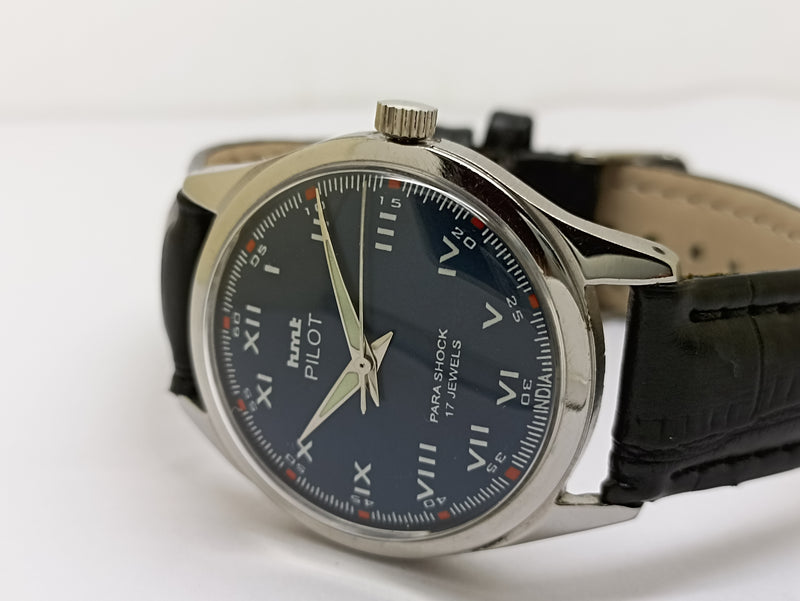 Hmt Pilot Mechanical Handwinding Movement stainless Steel Para Shock 17 Jewels Analog Dial Wrist Watch For Men