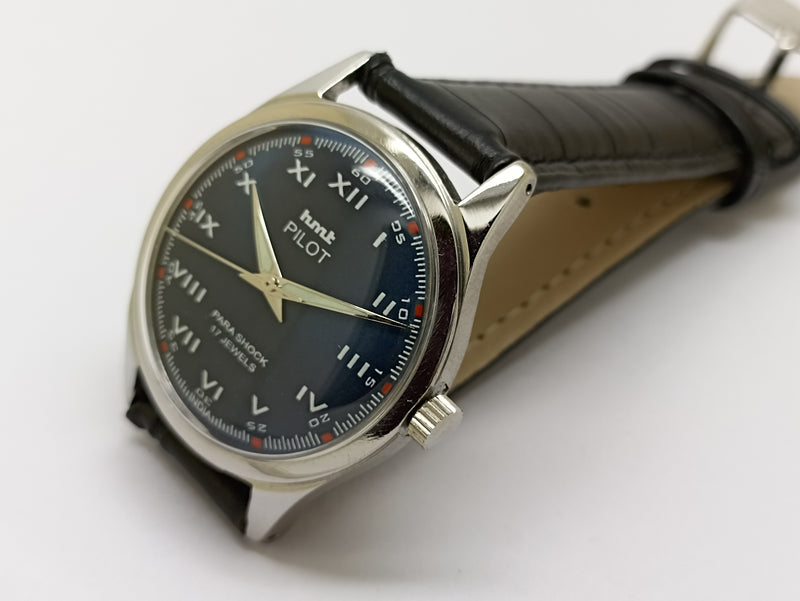 Hmt Pilot Mechanical Handwinding Movement stainless Steel Para Shock 17 Jewels Analog Dial Wrist Watch For Men