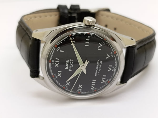 Hmt Pilot Mechanical Handwinding Movement stainless Steel Para Shock 17 Jewels Analog Dial Wrist Watch For Men
