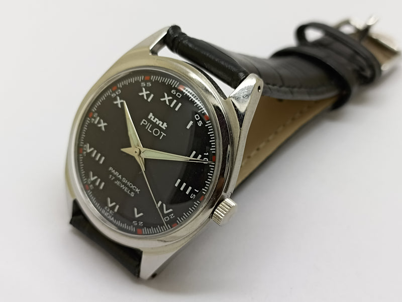 Hmt Pilot Mechanical Handwinding Movement stainless Steel Para Shock 17 Jewels Analog Dial Wrist Watch For Men