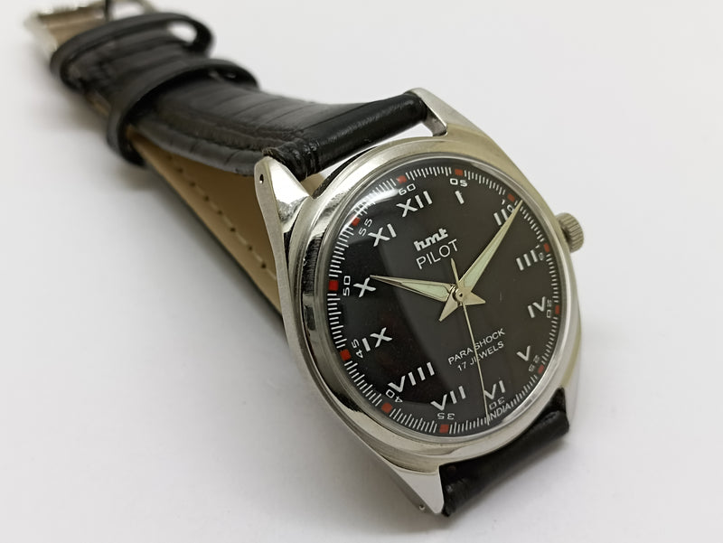 Hmt Pilot Mechanical Handwinding Movement stainless Steel Para Shock 17 Jewels Analog Dial Wrist Watch For Men