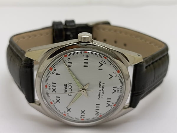 Hmt Pilot Mechanical Handwinding Movement stainless Steel Para Shock 17 Jewels Analog Dial Wrist Watch For Men