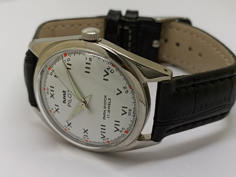 Hmt Pilot Mechanical Handwinding Movement stainless Steel Para Shock 17 Jewels Analog Dial Wrist Watch For Men