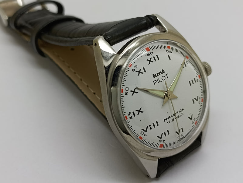 Hmt Pilot Mechanical Handwinding Movement stainless Steel Para Shock 17 Jewels Analog Dial Wrist Watch For Men
